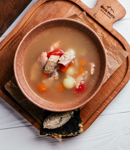 Уха из форели и осетрины