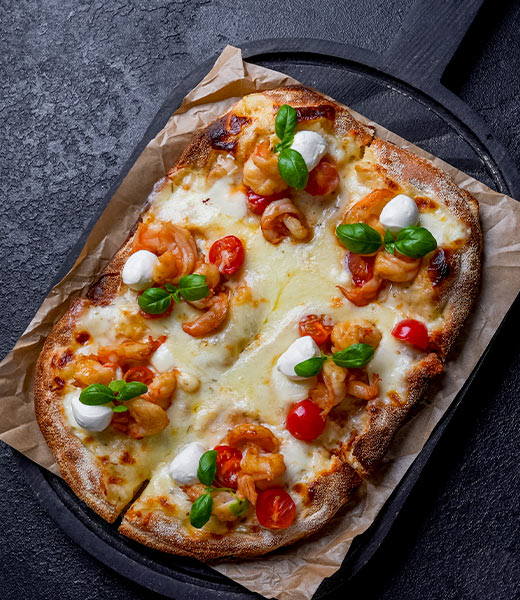 Пицца с креветками и сыром «Скаморца»